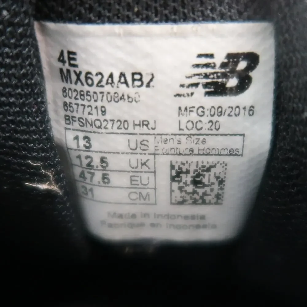 New Balance Shoes Mens 13 Athletic Trainers 624 Active Sneaker Black Leather 4E